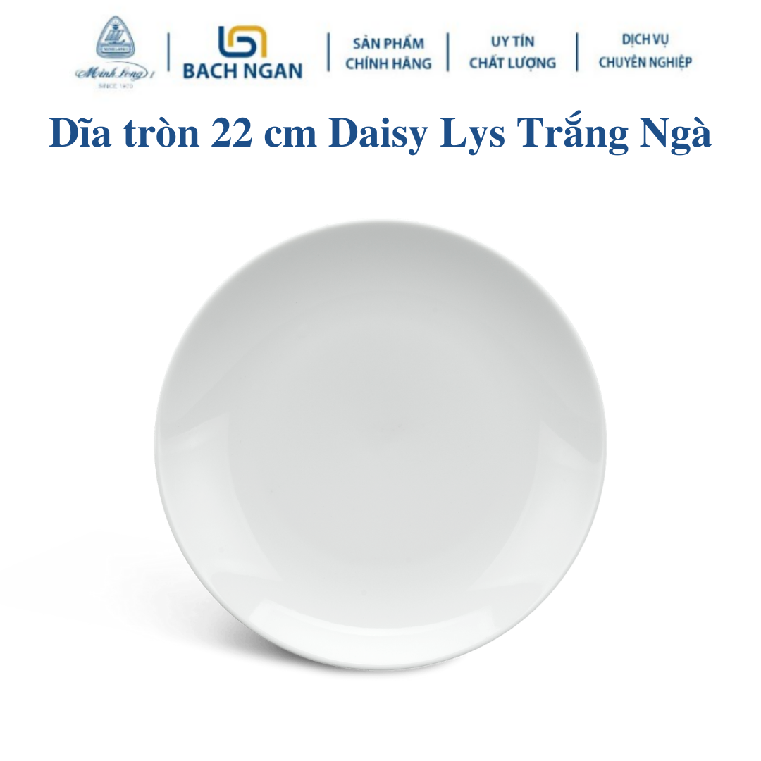 Dĩa tròn ảo Minh Long 22 cm Daisy Lys Trắng Ngà