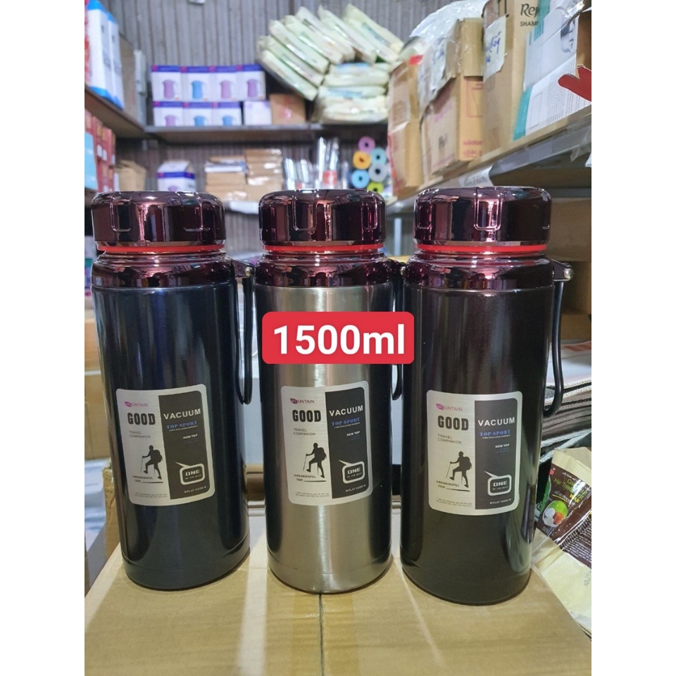 Bình giữ nhiệt 1500 ml giữ nóng, lạnh trên 15h, bình nhiệt inox 304/316 cao cấp nắp kim cương