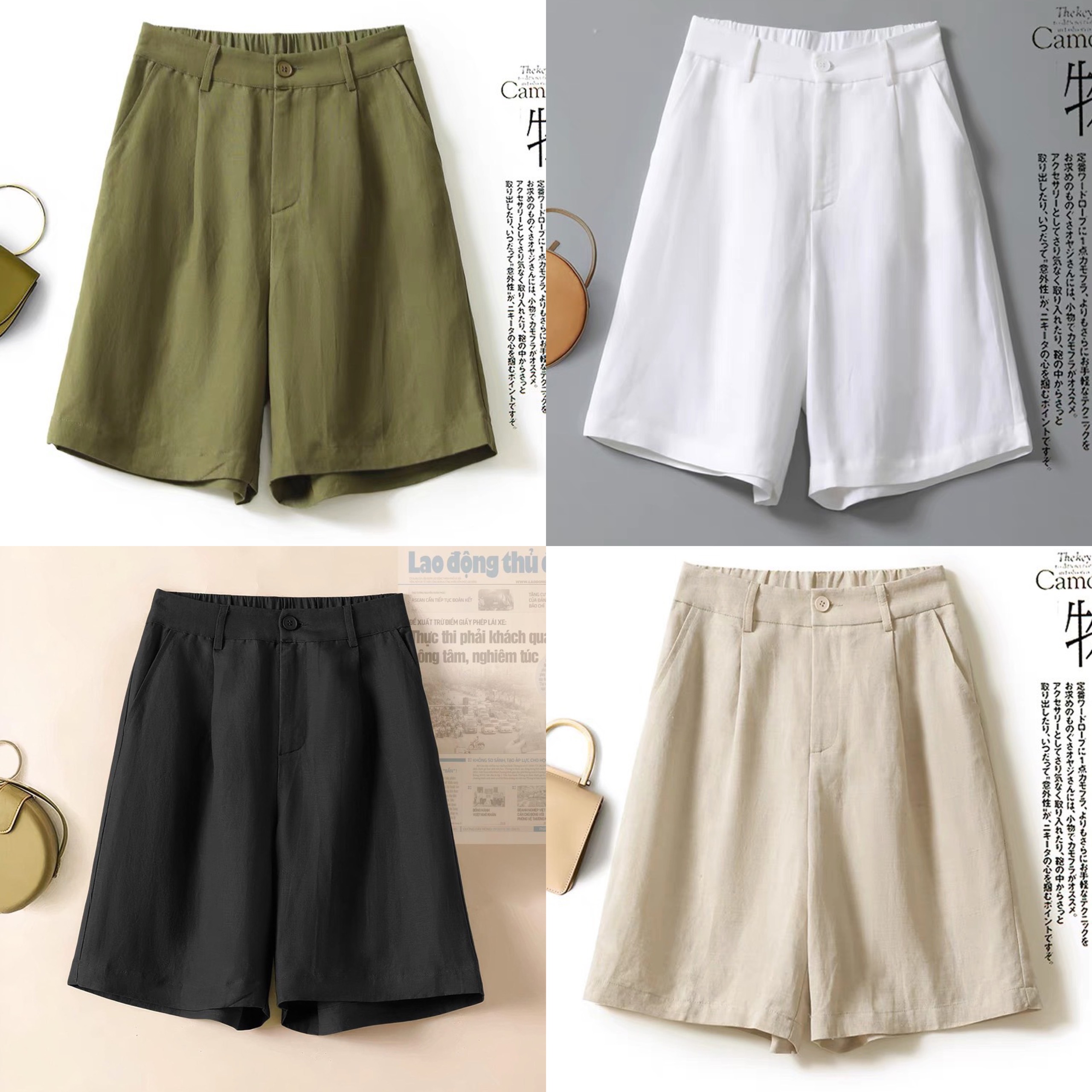 Quần short nữ mặc nhà, chất liệu đũi gió co dãn thoáng mát bigsize 82kg _ QK