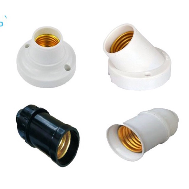 Đui đèn xoay E27 đui treo. đui gắn tường chếch 45 độ, 90 độ Đen, Trắng