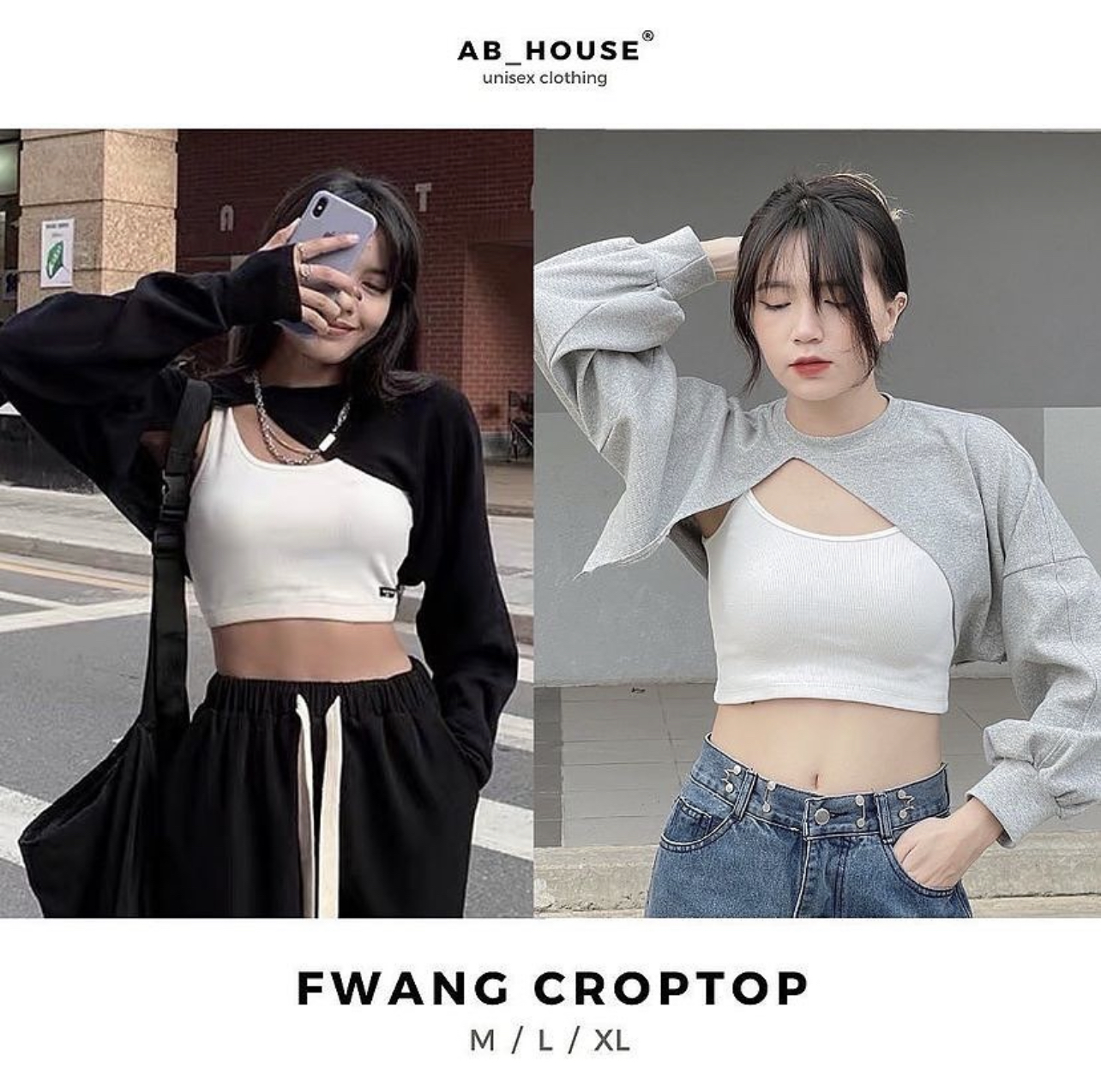 Set áo croptop vạt chéo chữ a + áo 2 dây