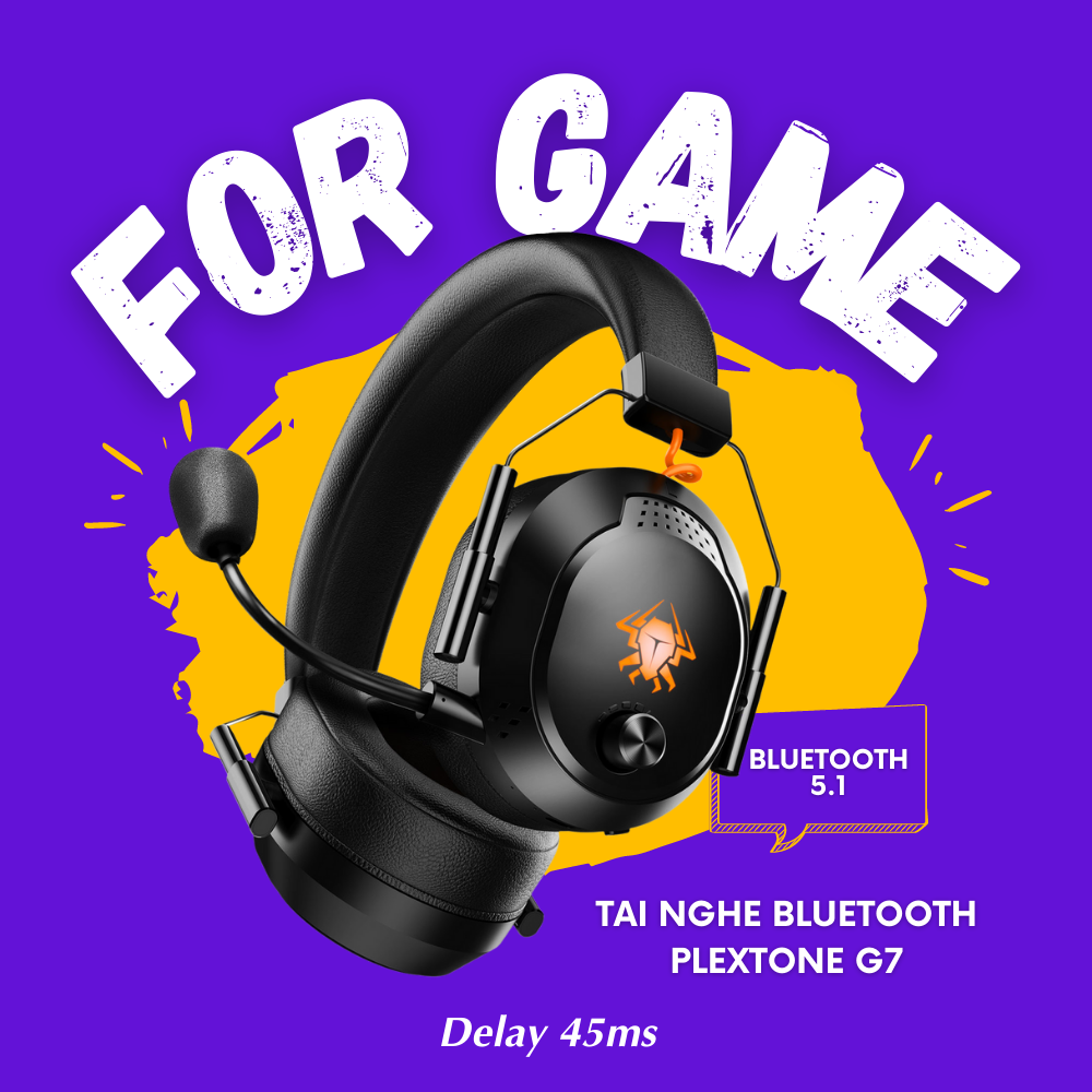 Tai nghe game plextone G7, bluetooth 5.1, delay 45ms, tiếng chân cực rõ