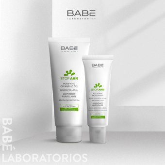 Bộ đôi sữa rửa mặt BABE Stop AKN Purifying Cleansing Gel 100ml x Kem dưỡng BABE Stop AKN Mattifying Moisturiser 50ml
