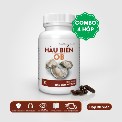 HOB- COMBO 4 Hộp Hàu biển OB - Hỗ Trợ Tăng Cường Sinh Lý Nam, Tăng Cường Chất Lượng Tinh Trùng - Hộp 30 viên - Khánh Linh Pharma