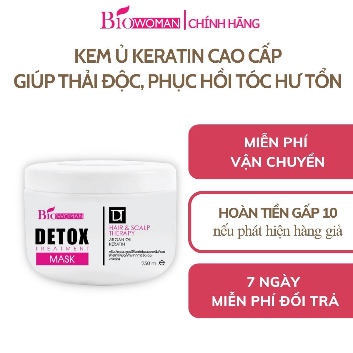 Kem ủ thải độc Biowoman Detox Treatment Hair & ScalptTherapy Mask Keratin cao cấp phục hồi tóc hư tổn 250ml