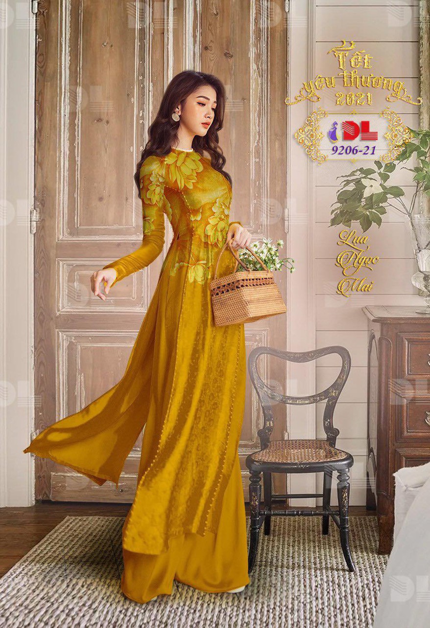 Vải may áo dài cao cấp họa tiết hoa sen cực sang trọng ảnh thật