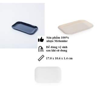 Khay(dĩa) đựng khăn lạnh chữ nhật nhựa Melamine màu đen/trắng/nâu