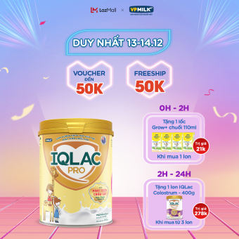 [Miễn phí vận chuyển Toàn Quốc] Sữa Bột VPMilk IQLac Pro Phát Triển Chiều Cao 900g