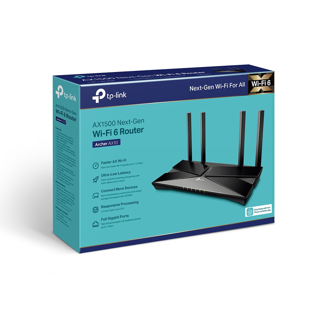Thiết bị định tuyến router wifi 6 tp-link archer ax10 - hàng chính hãng
