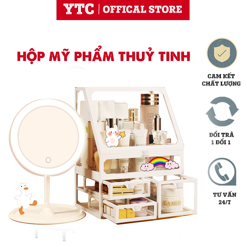 Kệ đựng mỹ phẩm ytc bằng kính trong suốt-kệ đựng đồ trang điểm sang trọng-pnmp12