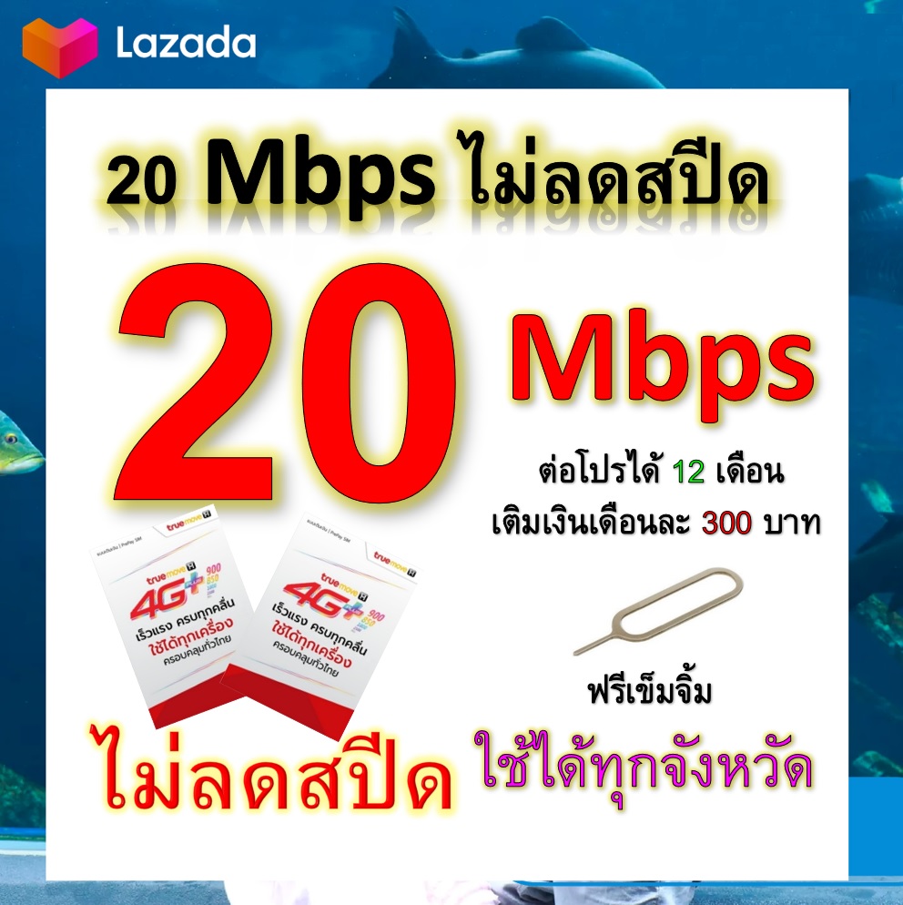 ซิมโปรเทพ 20 Mbps ไม่ลดสปีด เล่นไม่อั้น โทรฟรีทุกเครือข่ายได้ แถมฟรีเข็มจิ้มซิม