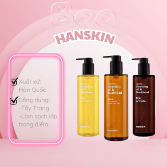 Dầu Tẩy Trang Hanskin Tẩy Tế Bào Chết Dành Cho Da Dầu, Da Khô Cleasing Oil AHA, BHA Hàn Quốc - 300ml