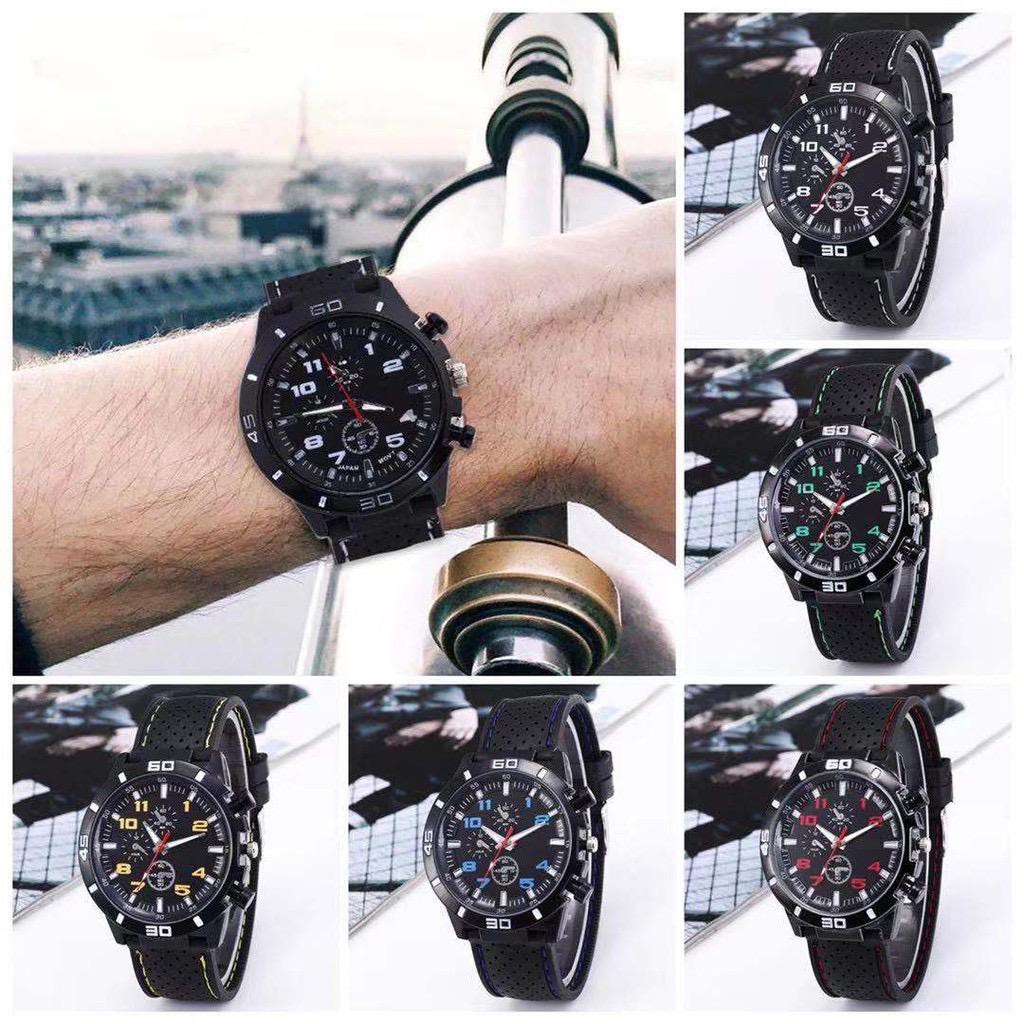 	 Kaihua Jam Tangan Pria Gt Sport Chrono Grand Touring Korea Fashion Quartz Silikon Rubber Analog Watc 	