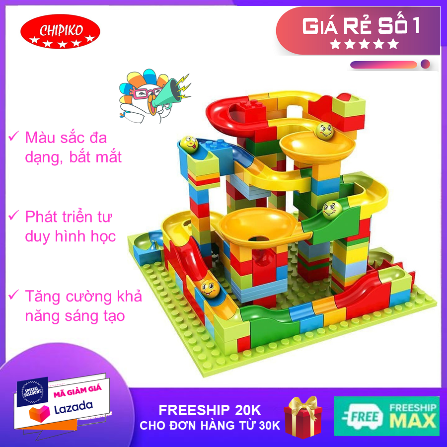 Bộ xếp hình cầu trượt lego thả bi 206 chi tiết cho bé đồ chơi xếp hình phát triển trí não , bộ xếp hình logo