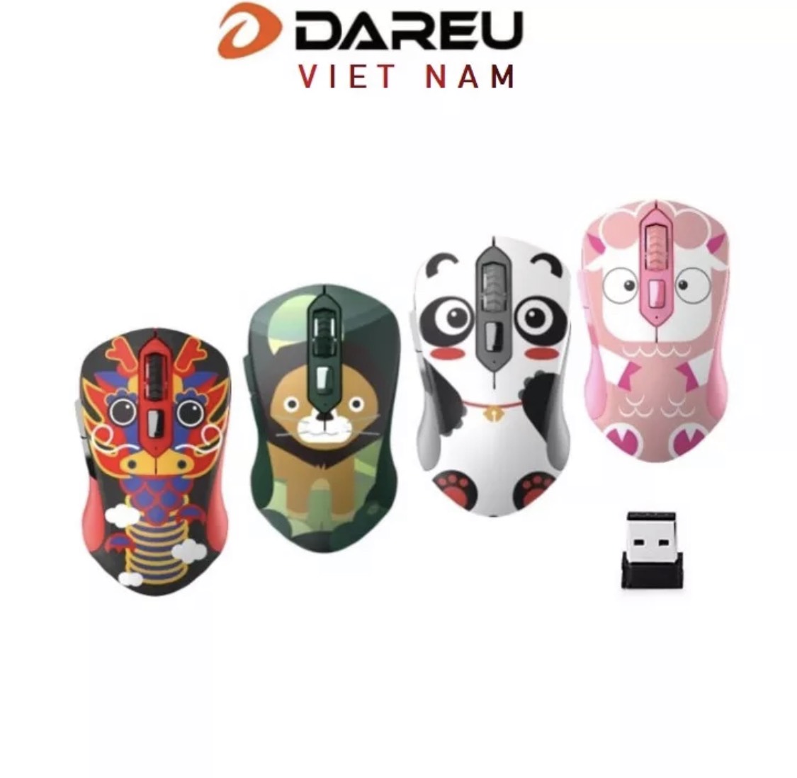 Chuột không dây dareu lm115 multi-color hình thú