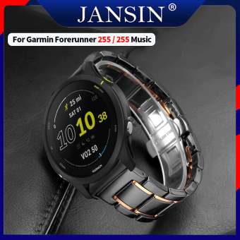 Garmin Forerunner 255 dây đeo bằng gốm và thép không gỉ sang trọng Garmin Forerunner 255 music dây đeo dây đeo tay