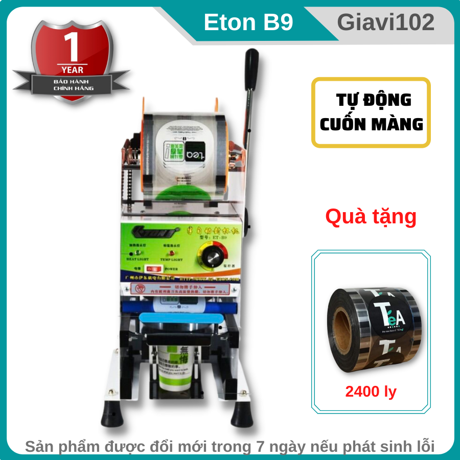 Máy ép miệng ly tự đông cuốn mang ép tặng 1 cuôn keo