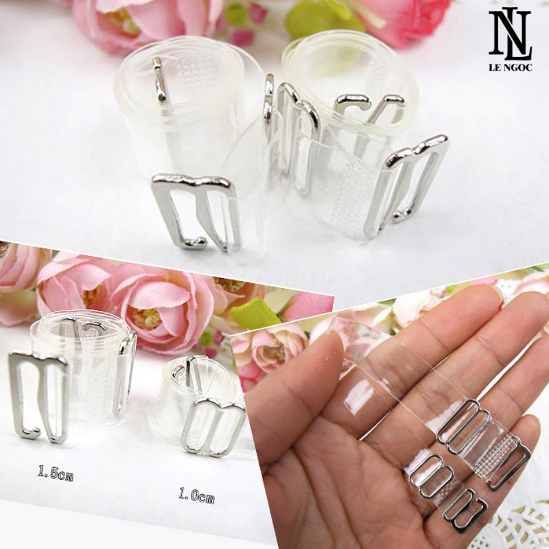 Dây áo ngực trong suốt hàn quốc bản vừa sợi dẹp 1cm và bản sợi bún nl091