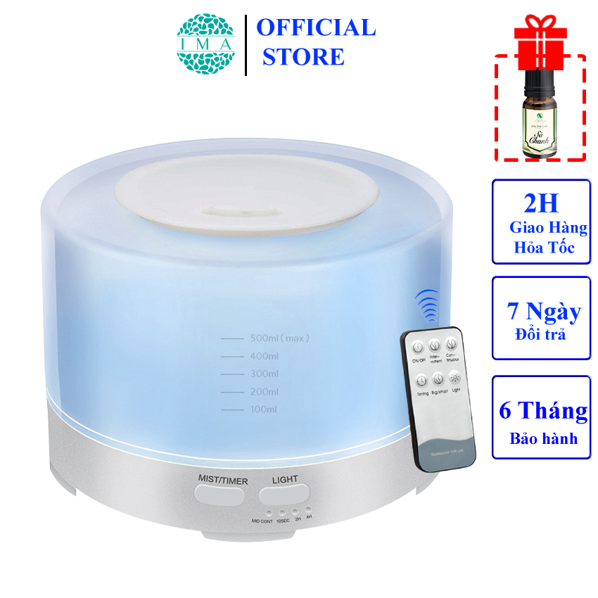 Máy Xông Tinh Dầu IMA Trụ Trong Tự Tắt Khi Hết Nước Đầu Phun Sương Nano Tạo Ẩm Phù Hợp Phòng Diện Tích 30M Dung Tích 500ML Bảo Hành 6 Tháng