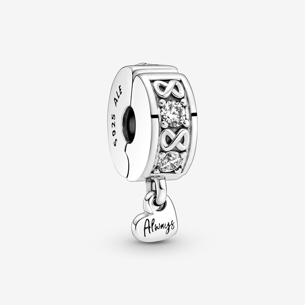 925 sterling silver Family Always Pave shiny zirconia Clip Charm fit Snake chaint women fashion DIY jewelry gift for girlfriend