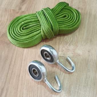 Bộ Móc Mắc Võng Bạc Đạn Vòng Kèm 4,5m Dây Dù Bản Dẹp 1.5cm