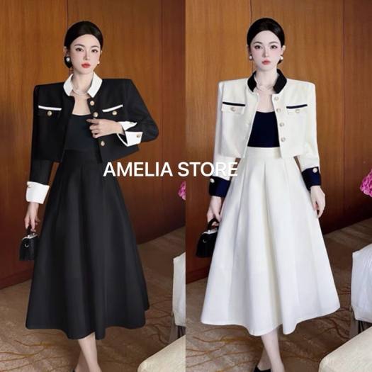 Sét 3 món nữ áo khoác, áo hai dây phối chân váy in hoạ tiết | Shopee Việt  Nam