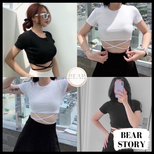 ÁO CROPTOP KIỂU NỮ DÂY ĐAN EO CHẤT BORIP DÀY DẶN STYLE CÁ TÍNH 🎀 AK0014 | bear.story
