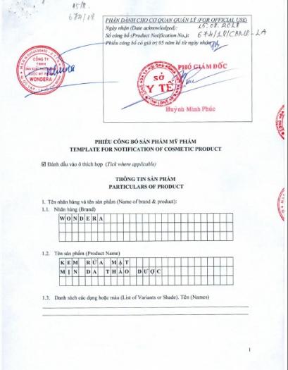 sữa rửa mịn da thảo dược Bạc Hà Wondera 100g. Hỗ trợ trị da mụn thâm 100% thiên nhiên