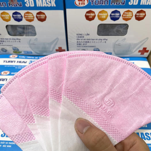 Khẩu trang 3D Mask [Màu Hồng] hộp 50 cái kháng khuẩn, có logo tem niêm phong, đạt tiêu chuẩn ISO và kiểm định Bộ Y Tế, Khẩu trang y tế 3D Mask