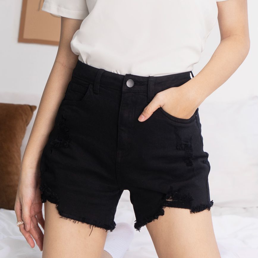 Quần short MAYBI Khaki thun đen
