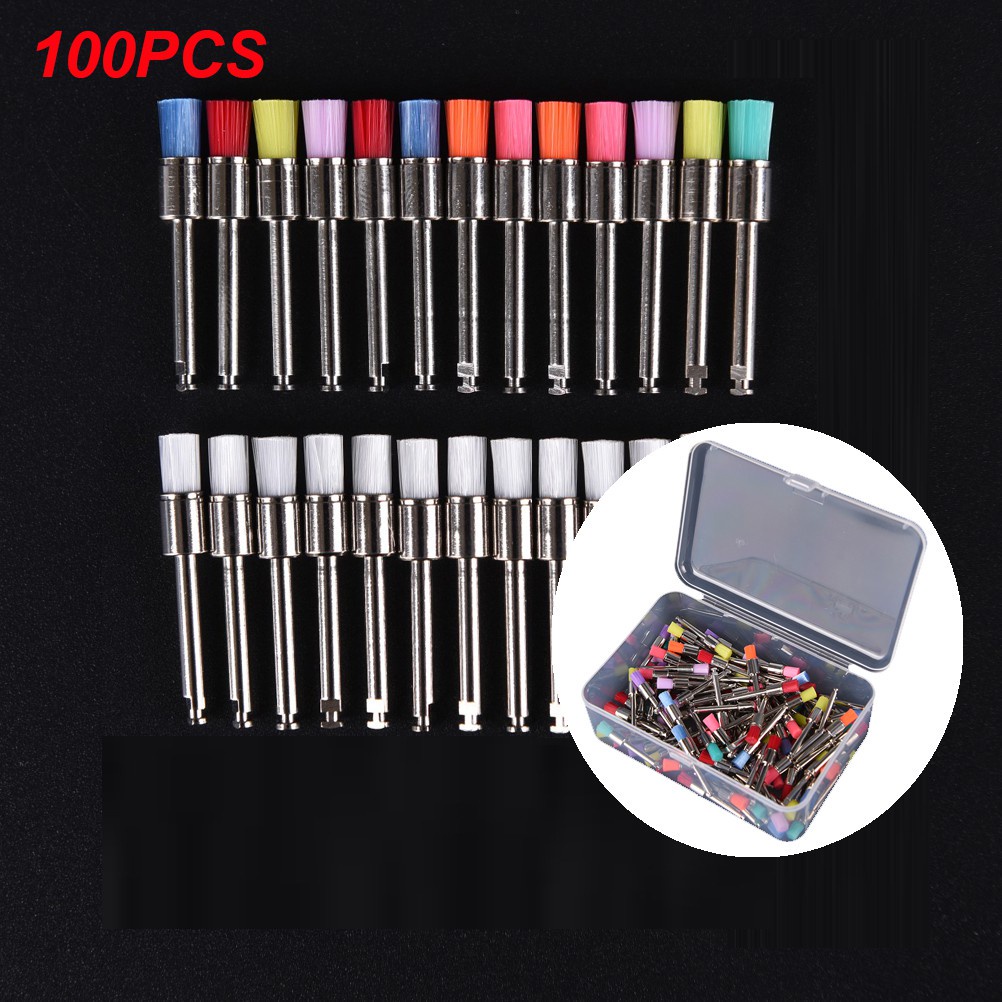 100 cái 0.4cm dụng cụ đánh bóng phẳng có chốt bằng nylon chăm sóc nha khoa bàn chải đánh bóng bàn chải đánh bóng dụng cụ nha khoa