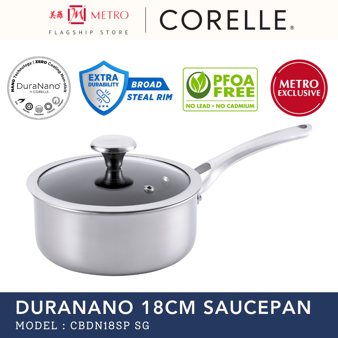 Corelle Duranano 28Cm Wok Pan With Lid - Non-Stick & Safe Cooking