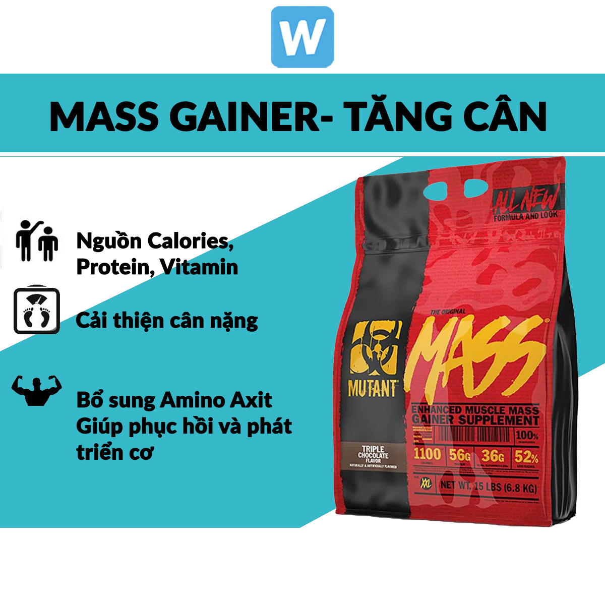 Sữa tăng cân nạc Mutant Mass, 15 Lbs