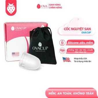 Cốc nguyệt san Ovacup nhập khẩu chính hãng (màu trắng) Made In USA 100% Silicone y tế mềm chống tràn đạt tiêu chuẩn FDA Hoa Kỳ