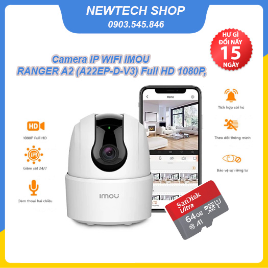 Camera IMOU A22EP độ phân giải/2.0MP xoay 360đ, chính hãng Fullbox 100%
