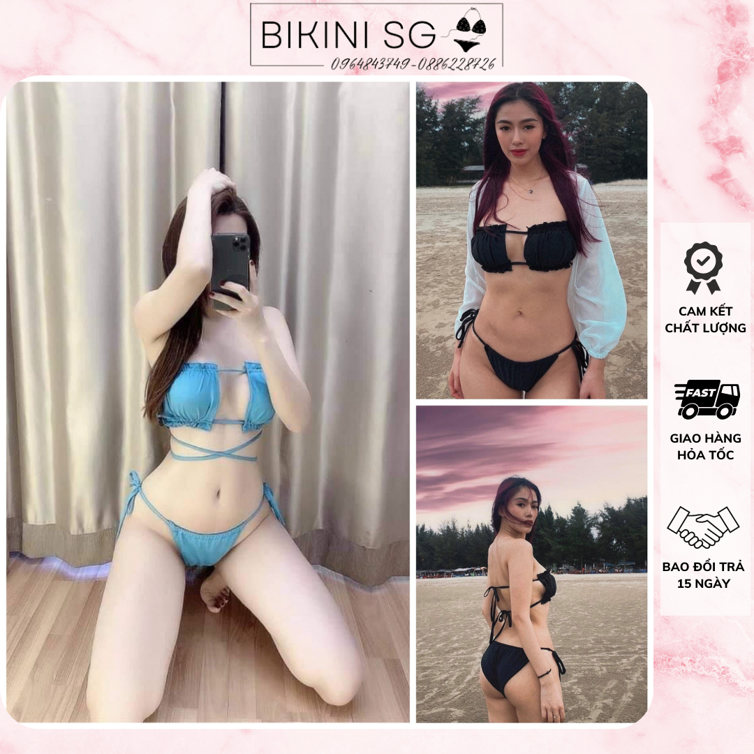 Bikini sexy cúp ngực phối quần tam giác basic sexy đủ màu đi biển cực khuyến rũ