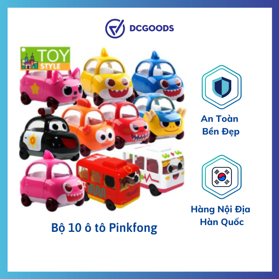 Set 10 món xe ô tô pinkfong kamika babyshark. bộ sưu tập nhân vật dành riêng cho bé.