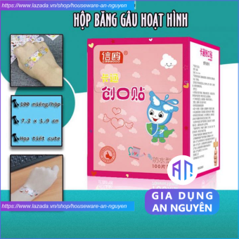 Hộp băng gâu dán băng keo cá nhân hoạt hình cute dễ thương cho bé - 100 miếng