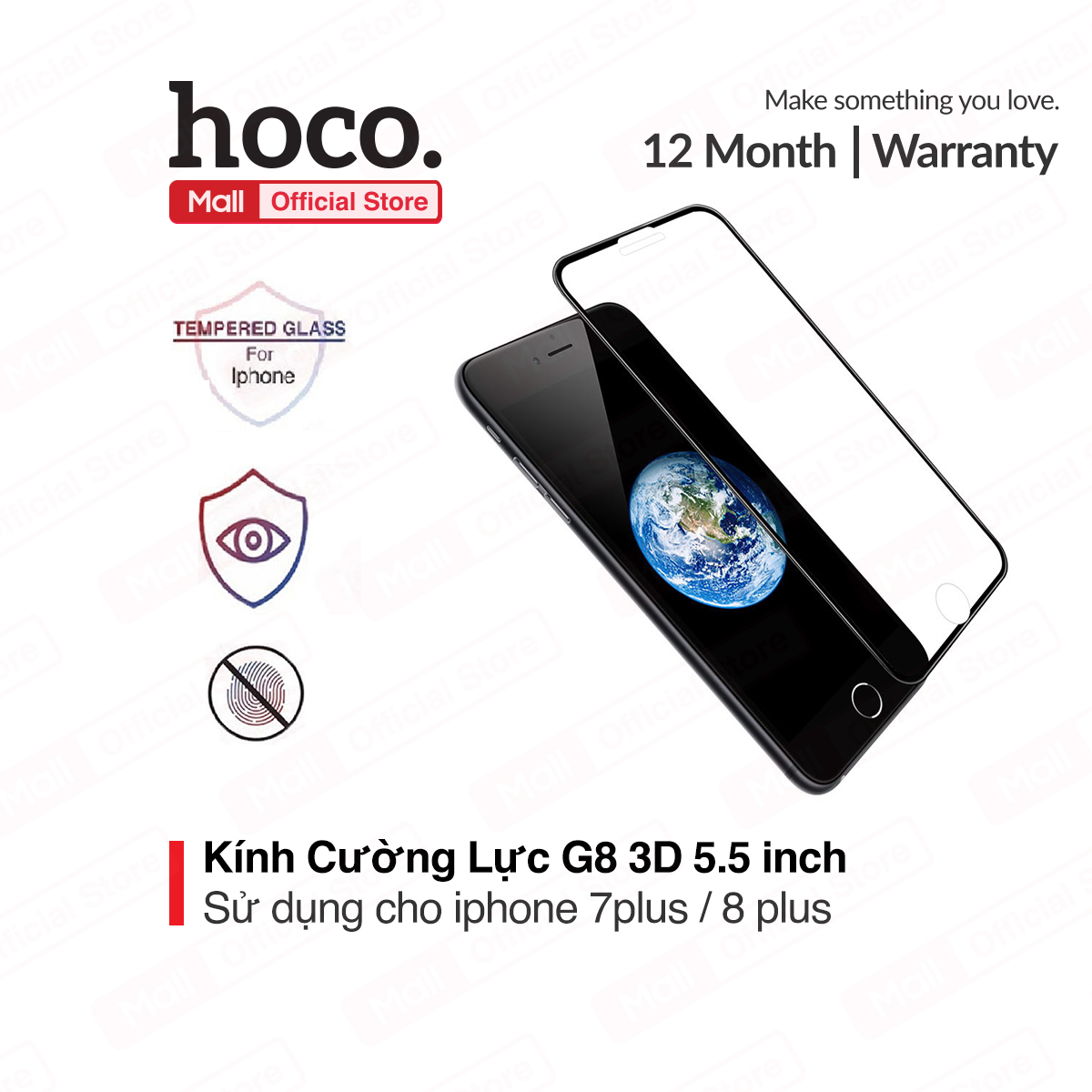 Kính cường lực 3D Hoco G8 full màn hình chống bám vân tay độ trong suốt cao cho iPhone 7Plu