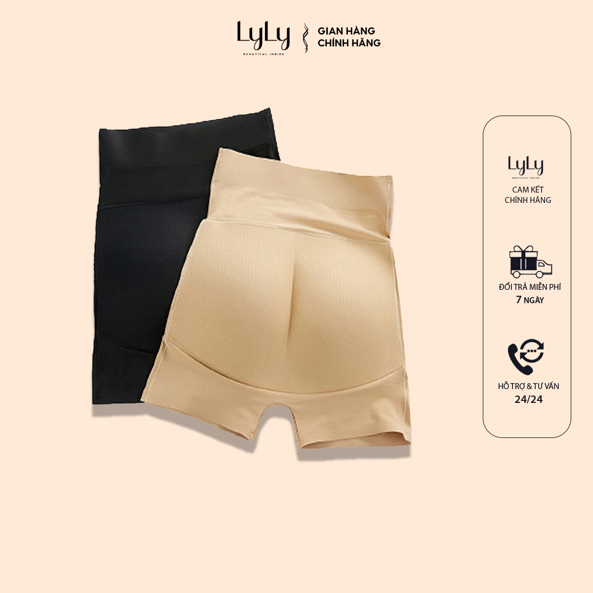 Quần độn mông cạp cao đúc su Lyly Lorem QD004 gọn dáng tạo phom vòng 3 săn chắc, 2 màu đơn giản dễ mặc