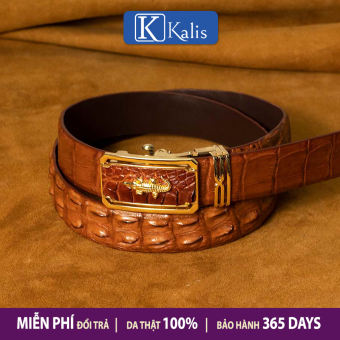 Thắt lưng nam cao cấp chính hãng KALIS da cá sấu thật 100% Full hộp dây nịt thắt lưng da nam cá sấu thật cao cấp hàng hiệu