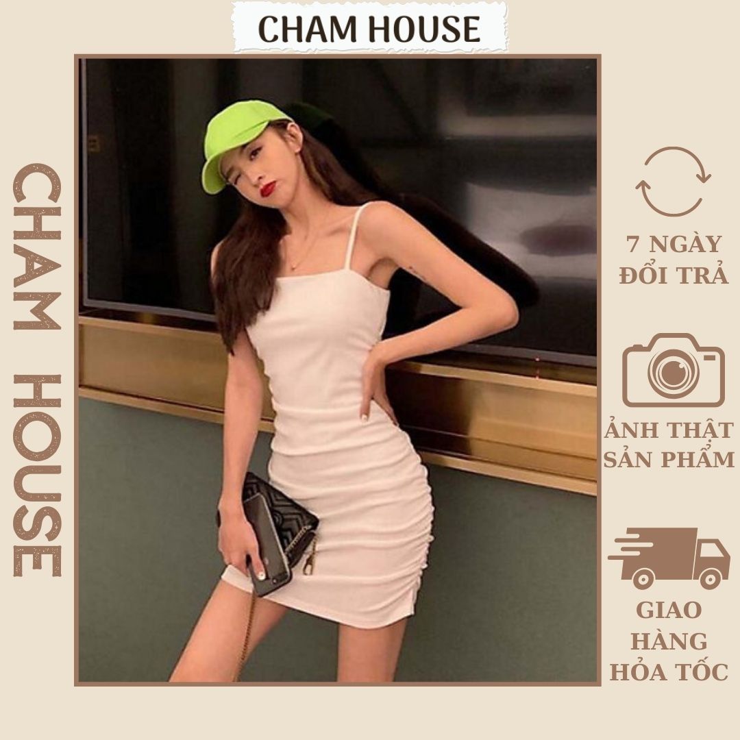 Đầm váy body 2 dây nhúng eo sexy tôn dáng cực xinh