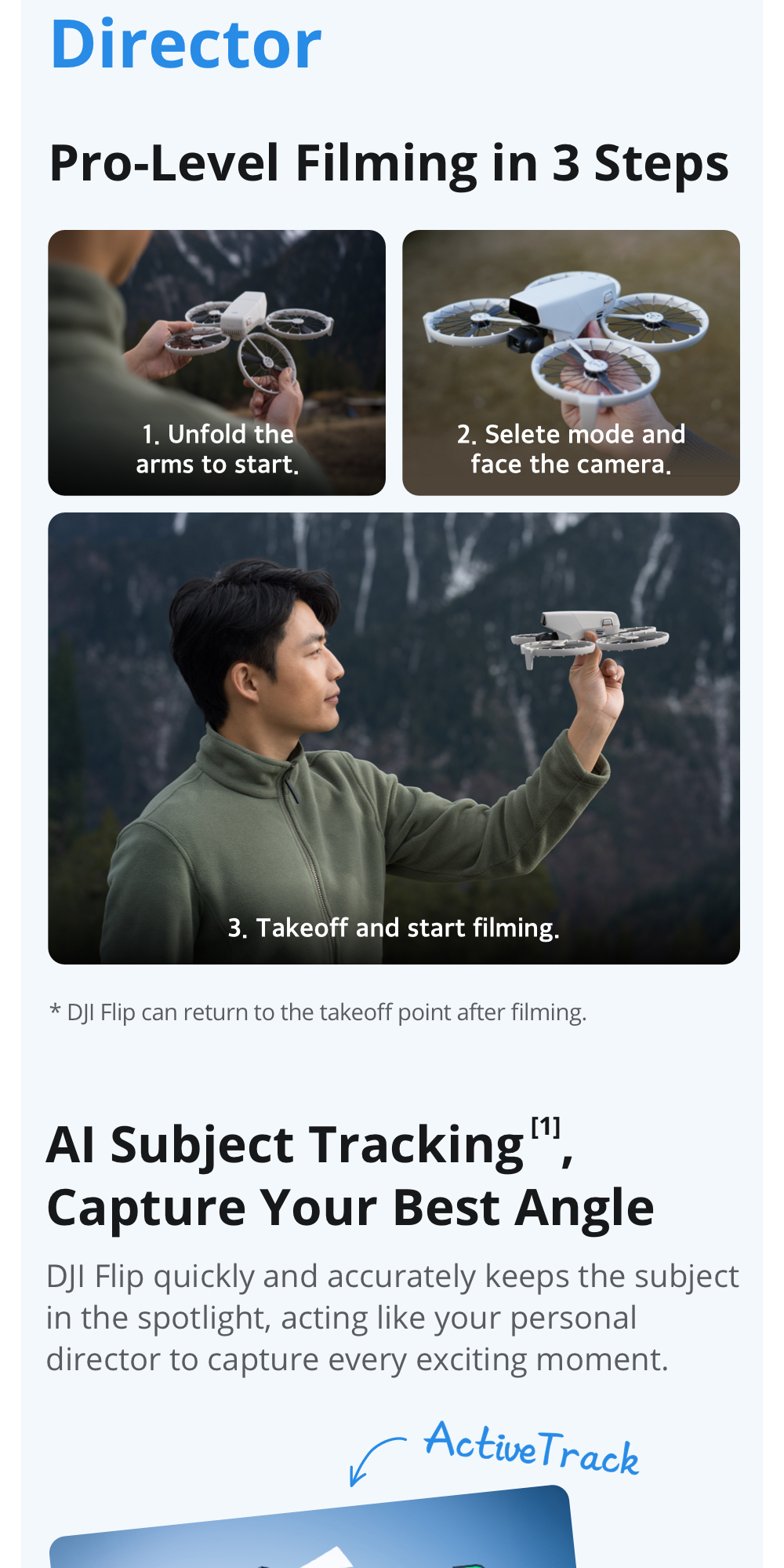 DJI Flip - Camera Drone | 6 Shooting Modes | Under 249g | AI Subject Tracking | Foldable Propeller Guard · v12