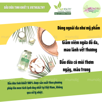 Dầu dừa nguyên chất Viet Healthy tinh khiết lên men tươi lạnh 1 Lít