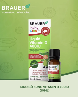 Siro BRAUER Liquid Vitamin D 400IU hỗ trợ bổ sung Vitamin D3 cho trẻ sơ sinh trở lên (10ml)