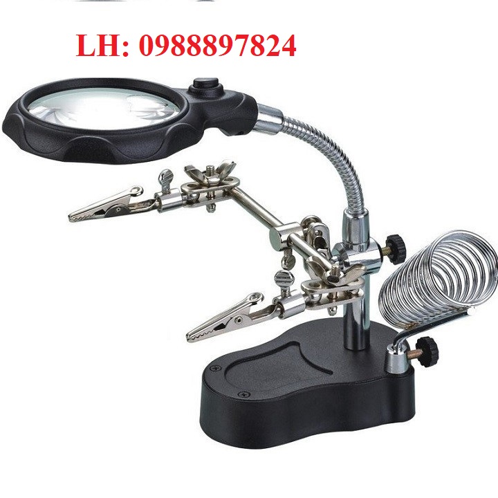 Kính lúp soi kẹp hàn mạch điện tử - có led cáp sạc siêu sáng - 2 led