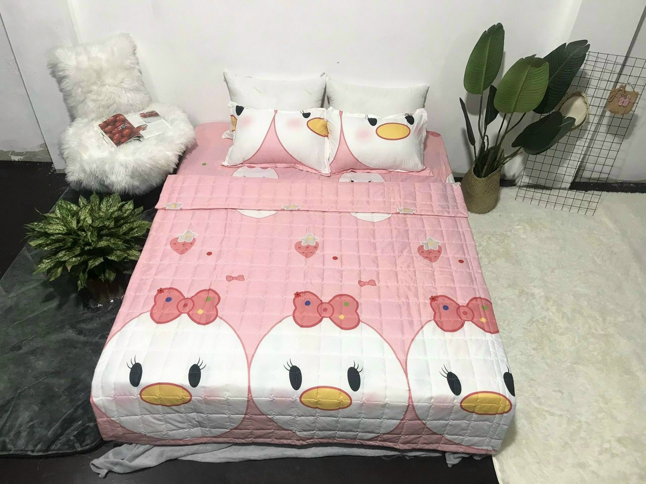 Bộ chăn ga gối cotton poly hè thu 5 món, set chăn hè ga gối, bộ chăn ga gối cotton hoạ tiết sinh động đủ kích thước
