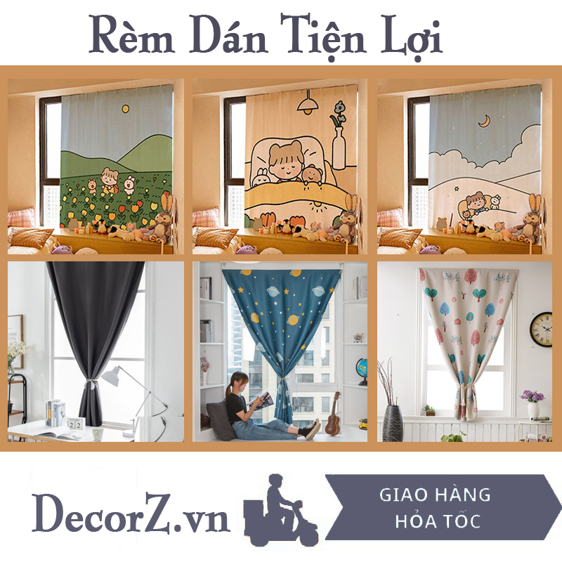 Rèm Cửa Sổ dán tường In Họa Tiết Hoạt Hình Dễ Thương nhiều kích thước