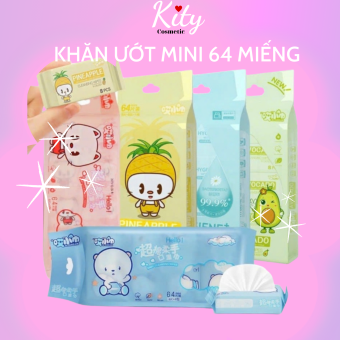 Khăn Giấy Ướt Mini Dễ Thương Bỏ Túi Tiện Lợi ( túi 8 gói mỗi gói 8 miếng)