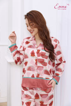 Đồ Bộ Mặc Nhà Pyjama Lụa Dưa Hấu Emma ETLU.20.019.09